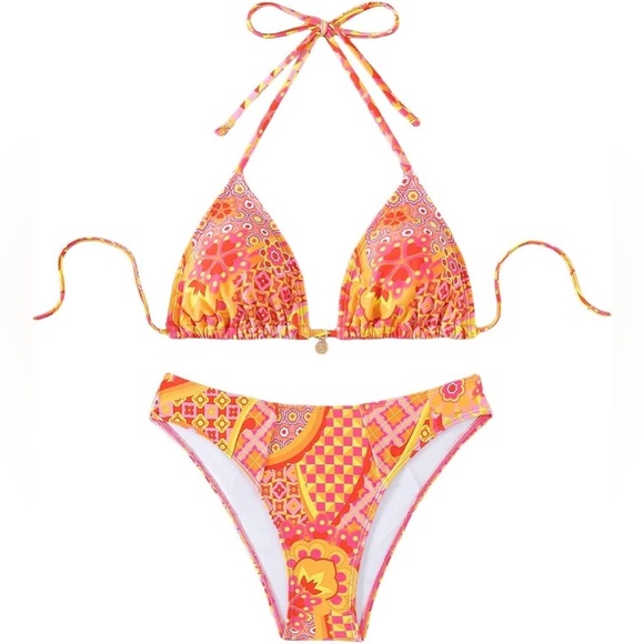 NWOT FASHION NOVA FLORAL PRINT CHARM HIGH WAISTED BATHING SUIT SET - Picture 1 of 3